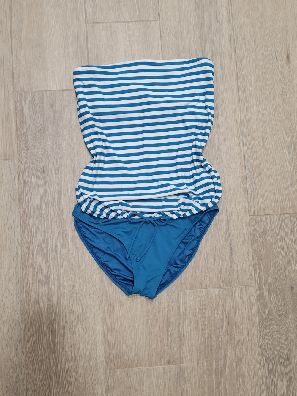 Loft Beach Striped Blue & White One-Piece Swimsuit 10M